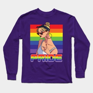 Pride Month Rainbow Lesbian Chola Long Sleeve T-Shirt